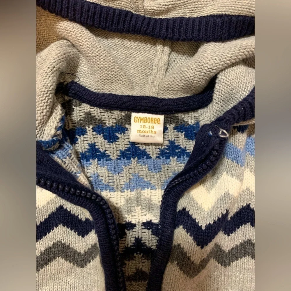 Gymboree Blue Grey Woven Sweater Size 12-18mos